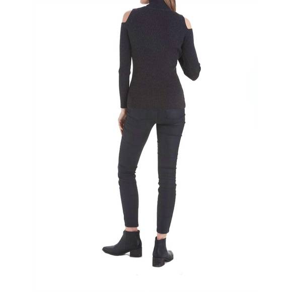 NEW LOVE TOKEN sara cold shoulder sweater in charcoal - Picture 2 of 3